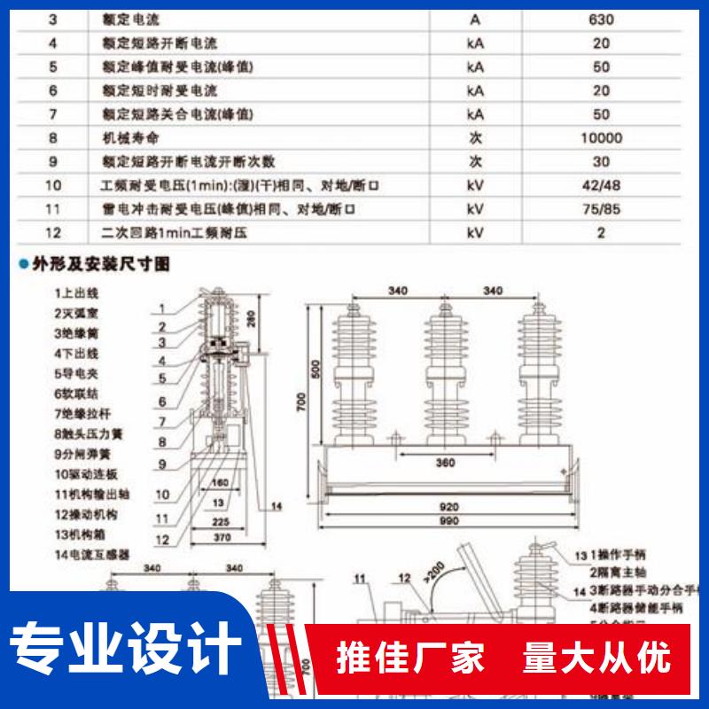 ZW8M-12/630-12.5户外高压真空断路器