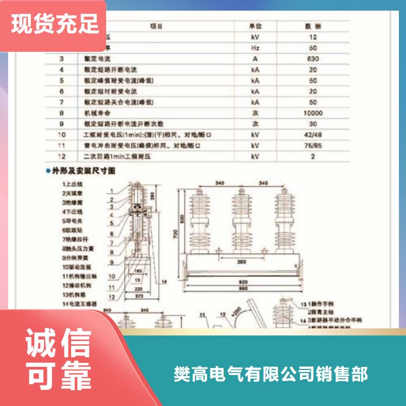 户外真空断路器ZW32P-12G/630-20多少钱